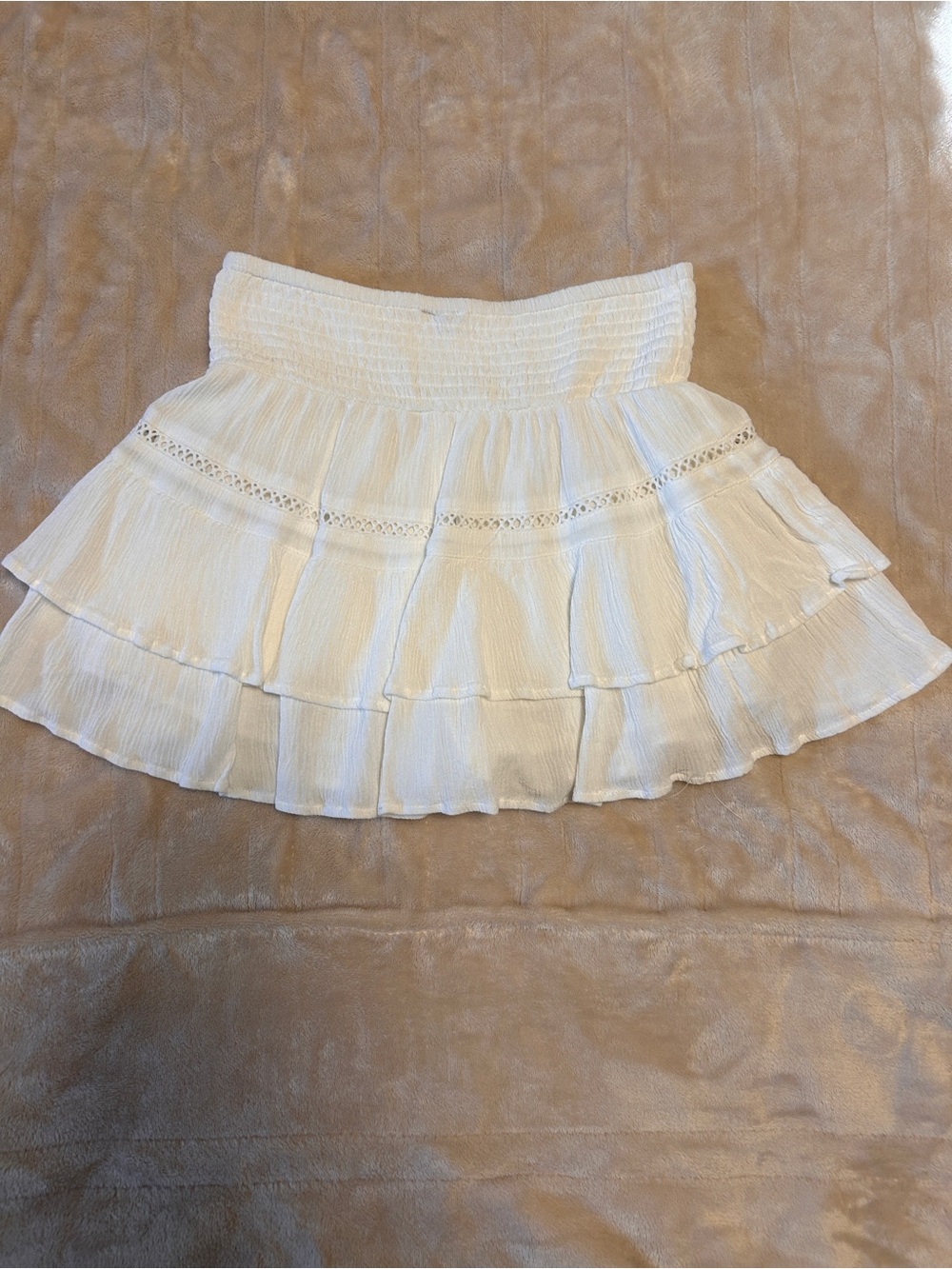 Garage White Tiered Ruffle Mini Skirt